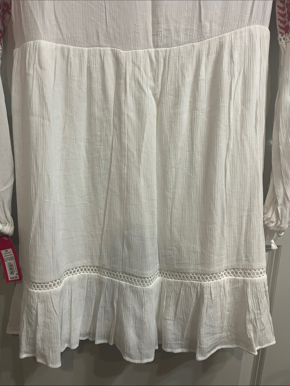 Xhilaration White Peasant Dress with Red Embroidered Yoke - Picture 13 of 13